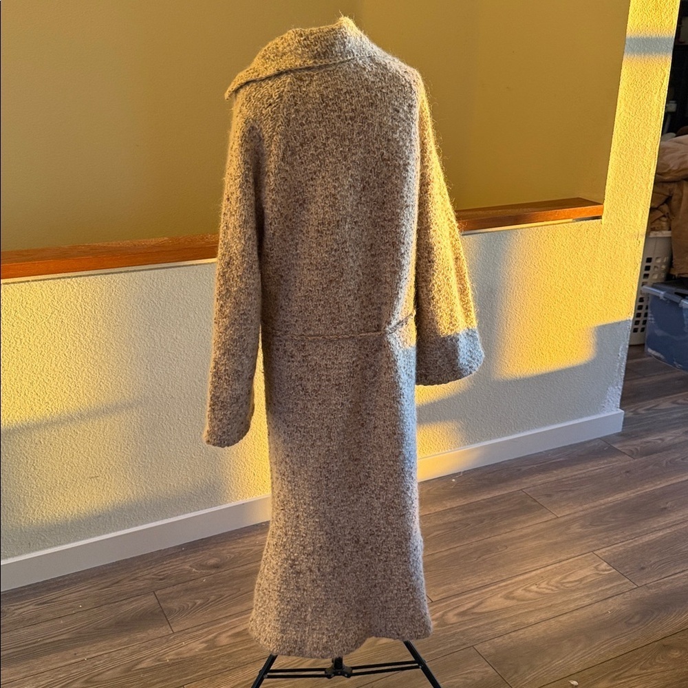 Handmade one of a kind knit Long Gray Coat duster sweater - Picture 3 of 11